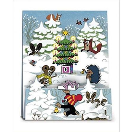 Der kleine Maulwurf feiert Weihnachten: Adventskalender zum Aufstellen mit Glimmer.